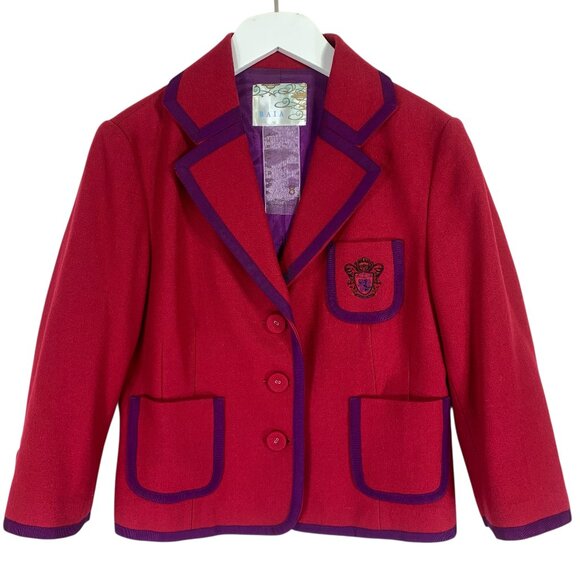 Baia Red purple Suit Jacket with Classic Fit and Versatile Style Boxy Fit sz8 - Picture 1 of 16